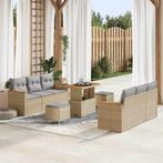 vidaXL Tuin Sofa Set met kussen 9 pcs Beige Poly riet, Tuin en Terras, Verzenden, Nieuw, Rotan