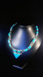 Unieke Turquoise Ketting Vintage handgemaakt - Hoogte: 45 cm, Nieuw
