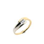 Bicolor gouden ring met baguette diamant | 0,21 ct., Sieraden, Tassen en Uiterlijk, Ringen, Goud, Gebruikt, Verzenden, Overige kleuren