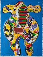 Peter Diem (1945) - Cow in Blue Field, Antiek en Kunst
