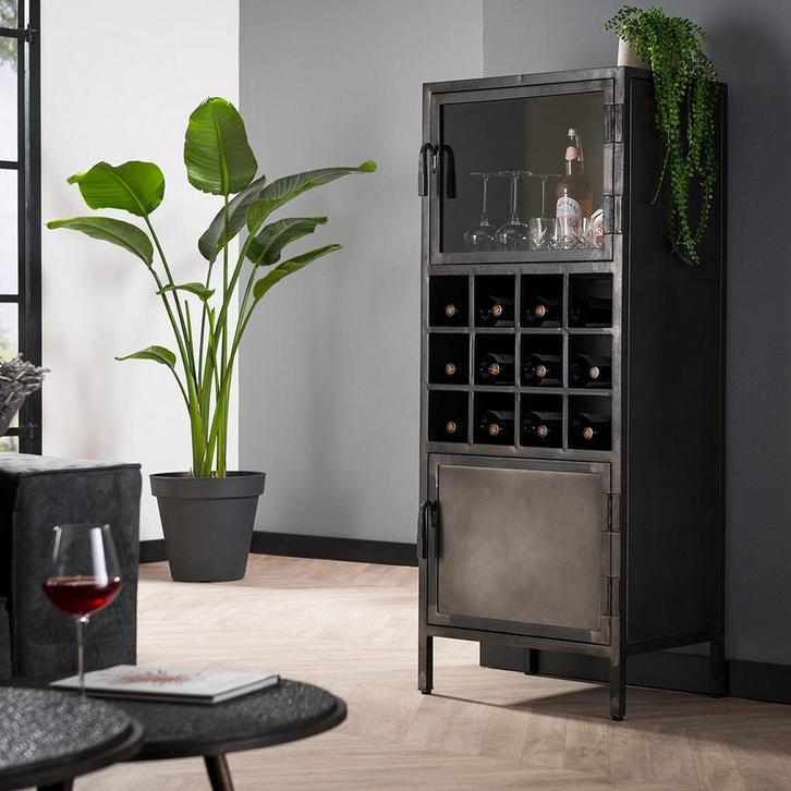 *WOONWINKEL* Metalen Wijnkast Industrieel, Huis en Inrichting, Woonaccessoires | Wijnrekken, Nieuw, Verzenden