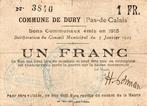 1 Franc France Komitat 62 – Durx – Bon Communaux – 1 F, Verzenden