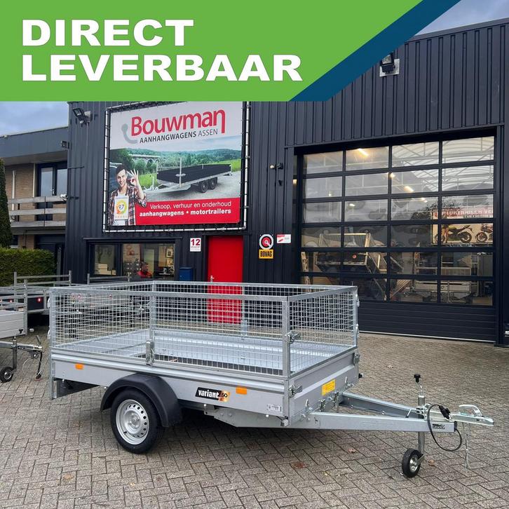 Variant bakwagen 715 S3 knik 255x145 750kg met loofrekken, Auto diversen, Aanhangers en Bagagewagens, Ophalen of Verzenden