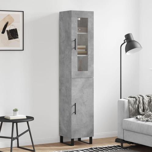 vidaXL buffetkast 34,5x34x180 cm bewerkt hout betongrijs, Huis en Inrichting, Kasten | Buffetkasten, 25 tot 50 cm, Nieuw, Overige houtsoorten