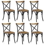 vidaXL Kruisstoelen 6 st massief mangohout zwart, Huis en Inrichting, Stoelen, Verzenden, Nieuw, Zwart