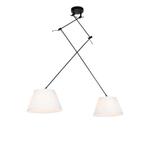 Hanglamp zwart met plisse kappen crème 35 cm 2-lichts -, Nieuw, Overige materialen, Klassiek / Antiek, 75 cm of meer