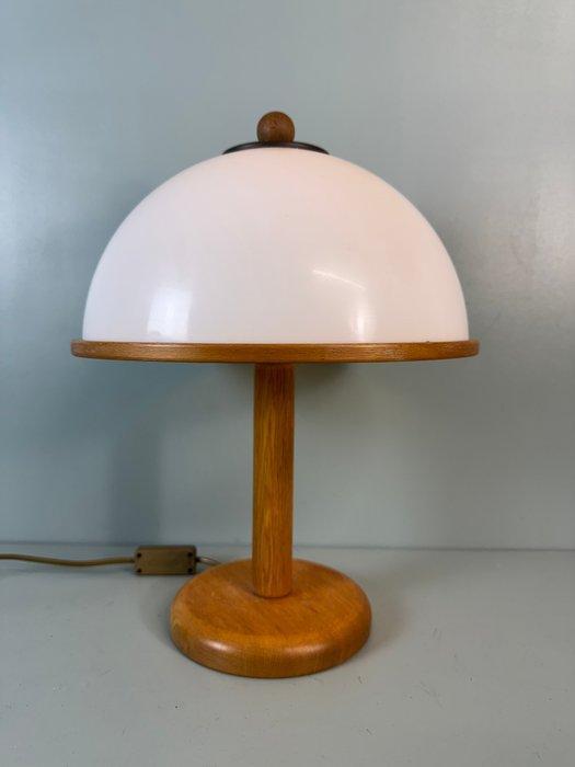 Lamp - Retro Mushroom Lamp met Houten Frame en Plexiglas Kap, Antiek en Kunst, Curiosa en Brocante