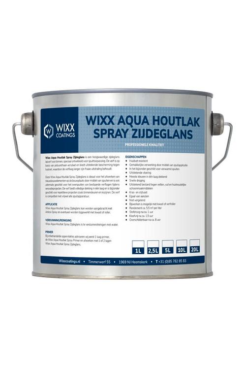 Wixx Aqua Houtlak Spray Zijdeglans RAL 9002 | Grijswit 1L, Doe-het-zelf en Verbouw, Verf, Beits en Lak, Lak, Wit, Nieuw, Minder dan 5 liter