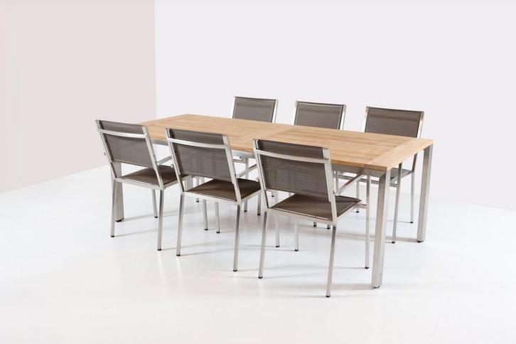 4 Seasons Outdoor Plaza tuinset mocca met Goa tafel 220 cm *, Tuin en Terras, Tuinsets en Loungesets, Ophalen of Verzenden