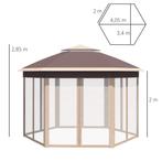 TRUUSK Paviljoen Zeshoekig 4x4m Met Water- En UV-bestendige, Verzenden, Nieuw