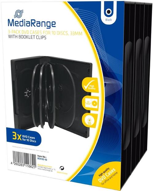 MediaRange | DVD Videobox | 33mm | 10 Disc | Zwart | 3 Stuks, Computers en Software, Beschrijfbare discs, Nieuw, Verzenden