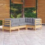 vidaXL 4-delige Loungeset met grijze kussens grenenhout, Verzenden, Nieuw, 4 zitplaatsen, Loungeset