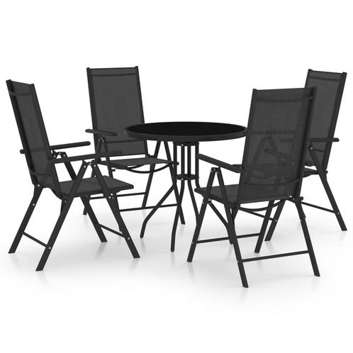 vidaXL 5-delige Tuinset aluminium en textileen zwart, Tuin en Terras, Tuinsets en Loungesets, Tuinset, Nieuw, Aluminium, Verzenden