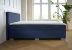 ACTIE! Boxspring Barcelona 140 200 Blauw, Nieuw, 140 cm, Twijfelaar, 200 cm