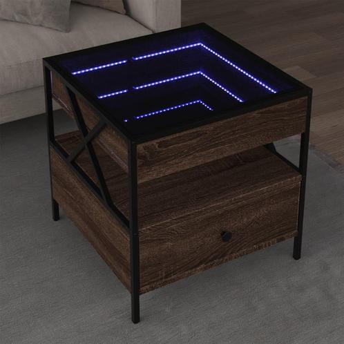 vidaXL Salontafel met Infinity LED 50x50x51 cm bruin, Huis en Inrichting, Tafels | Salontafels, 50 tot 100 cm, Nieuw, 50 tot 100 cm