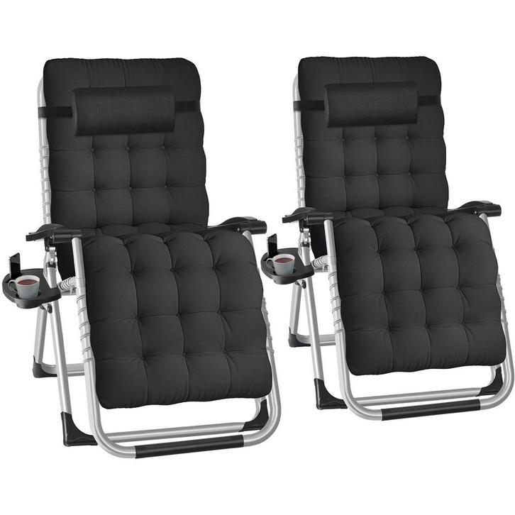 Ligstoel Cloud inklapbaar, traploos verstelbaar - zwart, Set, Tuin en Terras, Overige Tuin en Terras, Verzenden