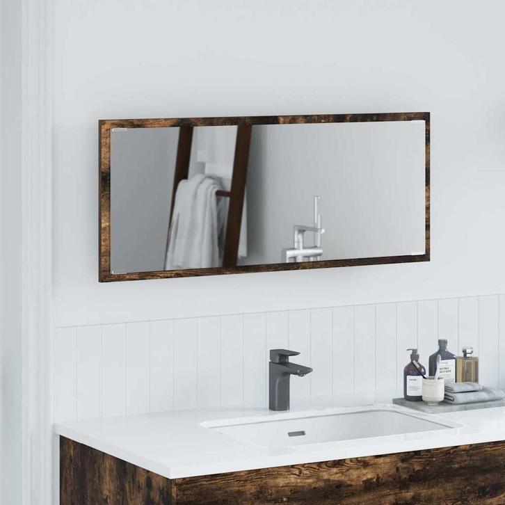 vidaXL Spiegel met spiegel Gerookt eiken 90 x 8.5 x 37 cm, Huis en Inrichting, Tafels | Kaptafels, Nieuw, Verzenden