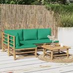 vidaXL 5-delige Loungeset met kussens bamboe groen, Verzenden, Nieuw, Hout, Loungeset