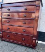 antiek Engels mahonie ladekast met secretairedeel, 130 breed, Antiek en Kunst, Antiek | Meubels | Kasten
