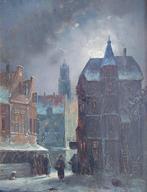 Charles Leickert (1816-1907) - Une ville la nuit, Antiek en Kunst