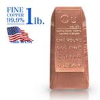 .999 Copper Bar. 1 Pound / 454 grams - Made in the USA