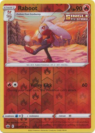 Raboot 027/198 reverse holo Chilling Reign, Hobby en Vrije tijd, Verzamelkaartspellen | Pokémon, Losse kaart, Nieuw, Foil, Ophalen of Verzenden