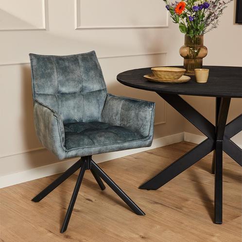 Eetkamerstoel Dani Velvet | Blue | Met armleuning, Huis en Inrichting, Stoelen, Nieuw, Ophalen of Verzenden