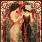 I_KONIQ - San Valentine Love in Mucha style, Antiek en Kunst