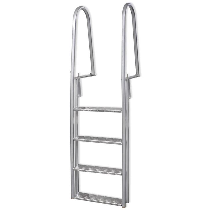 vidaXL Dok/zwembadladder met 4 treden aluminium 167 cm, Tuin en Terras, Zwembad-toebehoren, Nieuw, Verzenden