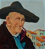 École basque (1940s) - Portrait d’un ancien au béret, Antiek en Kunst, Kunst | Schilderijen | Klassiek