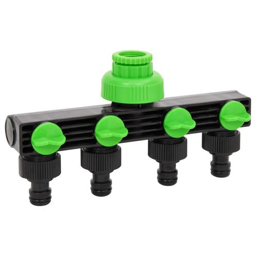 vidaXL Kraanadapter 4-wegs 19,5x6x11 cm ABS & PP groen en, Tuin en Terras, Tuinslangen, Nieuw, Verzenden
