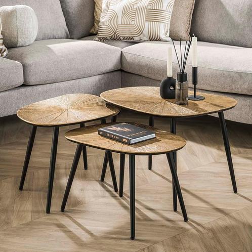 *WOONWINKEL* Salontafel Set Kiezelvorm Goud, Huis en Inrichting, Tafels | Salontafels, Nieuw, Verzenden