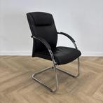 vergaderstoel, zwart leder - chroom, Huis en Inrichting, Stoelen, Gebruikt, Zwart, Leer, Ophalen of Verzenden