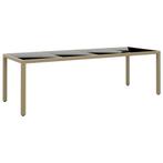 vidaXL Tuintafel met glazen blad poly rattan beige, Tuin en Terras, Tuintafels, Verzenden, Nieuw