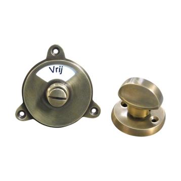 WC draaislot, Capper toilet met emaille + messing, bezet + beschikbaar voor biedingen