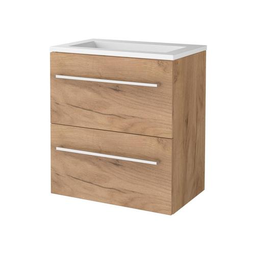 Badmeubelset BWS Salt 60x39cm Met Grepen 2 Lades Met, Doe-het-zelf en Verbouw, Sanitair, Bad, Nieuw, Chroom, Ophalen of Verzenden