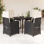 vidaXL 5-delige Tuinset met kussens poly rattan zwart, 4 zitplaatsen, Nieuw, Tuinset, Verzenden