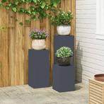 vidaXL Plantenstandaard 3 pcs Antraciet Staal, Tuin en Terras, Verzenden, Nieuw