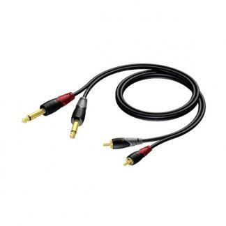 Tulp naar 2 x jack 6.35 mm kabel - Procab - 3 meter, Audio, Tv en Foto, Audiokabels en Televisiekabels, Nieuw, Verzenden