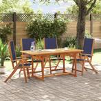 vidaXL 5-delige Tuinset massief acaciahout en textileen, Tuin en Terras, 4 zitplaatsen, Nieuw, Tuinset, Verzenden