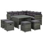 vidaXL 6-delige Loungeset met kussens poly rattan grijs, 6 zitplaatsen, Nieuw, Loungeset, Verzenden