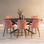 Mangohouten Eettafel Ovaal Julia 160x90 cm Zwart (2,5 cm), Verzenden, Nieuw, Industriële meubels, Ovaal