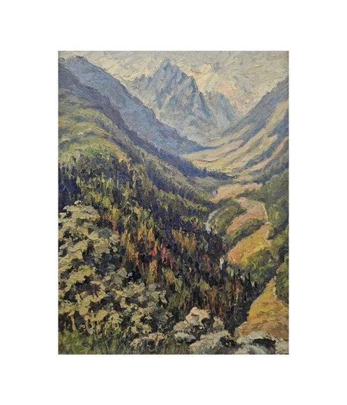 European School (XIX-XX) - Alpine valley at dawn, Antiek en Kunst, Kunst | Schilderijen | Klassiek