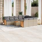 vidaXL 11-delige Tuinset met kussens poly rattan beige, Tuin en Terras, Tuinsets en Loungesets, Verzenden, Nieuw, Rotan, Tuinset