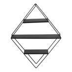 [en.casa] Wandrek Polvijärvi met 3 planken 66x50x9 cm zwart, Huis en Inrichting, Woonaccessoires | Wandplanken en Boekenplanken