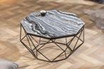 Elegante salontafel DIAMOND 70cm grijs zwart met marmeren, Nieuw, Ophalen of Verzenden