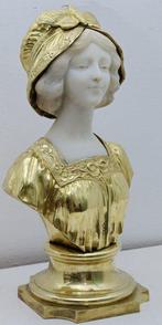 Raphaël Febrari - Beeld, Femme au papillon - 43 cm - Verguld, Antiek en Kunst