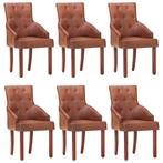 vidaXL Eetkamerstoelen 6 st echt geitenleer bruin, Huis en Inrichting, Stoelen, Verzenden, Nieuw, Bruin