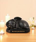 Zwarte Urn Eeuwige Liefde - Hond met Engelvleugels, 11x18cm, Nieuw, Verzenden