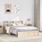 vidaXL Bedframe met hoofdbord massief grenenhout 120x200 cm, Bruin, Verzenden, Nieuw, Twijfelaar
